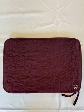 Vera Bradley Laptop Sleeve Burgandy Floral Interior